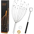 Yoseng Head Massager Scalp with Extendable Back Scratcher & Finger Massage Rings-Head Scratcher with 28 Fingers for Hair Growth-Deep Relaxation Tool for Stress Relax and Head Pressure