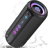 TIMU Portable Bluetooth Speaker, 25W Super Loud Wireless Speaker: Boost Bass 3.0, Bluetooth 5.4, 30H Playtime, 8 RGB Modes, IPX7 Waterproof, TWS Pairing, for Outdoor/Home/Party, Gift Ideas(Black)