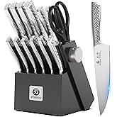 imarku Knife Block Set, 14Pcs High Carbon Stainless Steel Knife Set with Block, Kitchen Knife Set Black, Dishwasher Safe, Build-in Sharpener