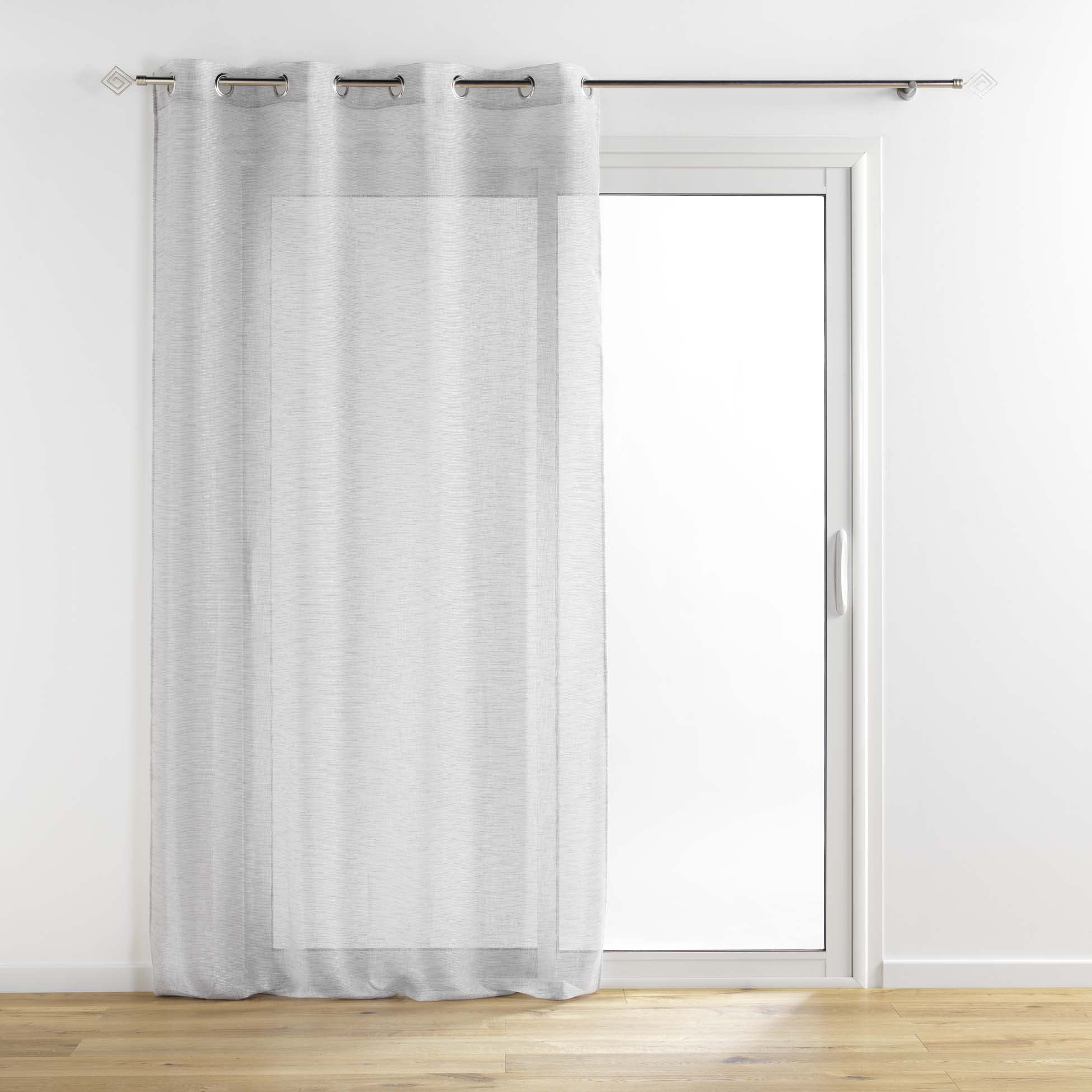 Douceur d'Intérieur, Net Curtain with Eyelets 140 x 240 cm Woven Metallic Thread Sunline Grey/Silver