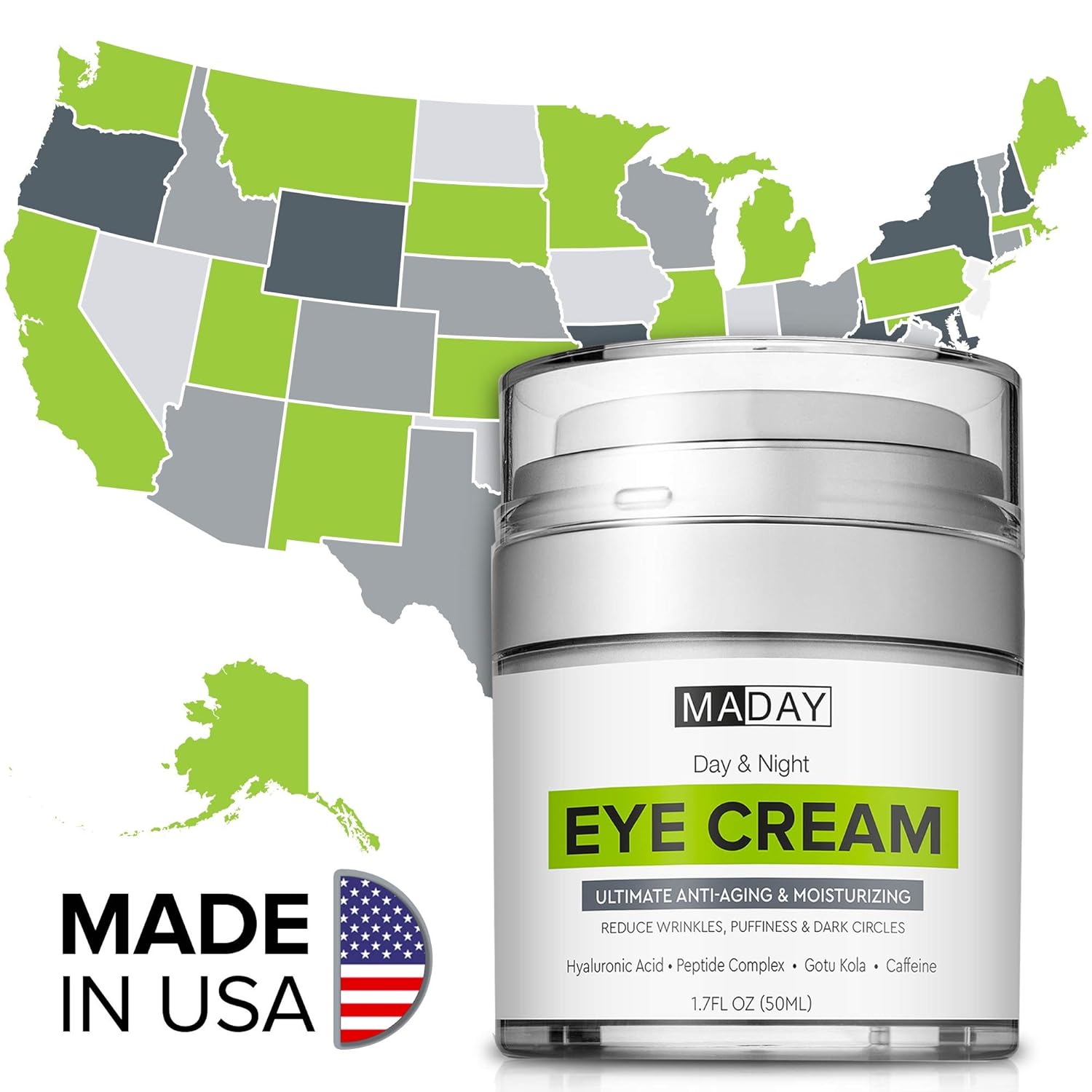 Eye Cream - Reduce Dark Circles, Puffiness and Under Eye Bags - Effective Anti-Wrinkles Treatment - Anti-Aging Eye Gel with Hyaluronic Acid, Gotu Kola Extract, Caffeine - Refreshing Eye serum: Beauty