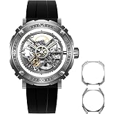 CIGA Design Automatic/Manual Mechanical Watch Magician Series Stainless Steel/Titanium Detachable Case Sapphire Crystal Fluororubber Strap Watches for Men and Women with 3 Shapes Case