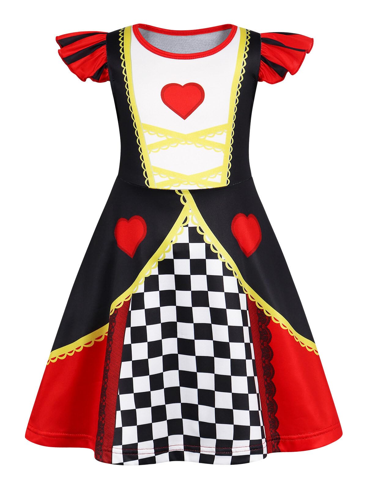 Berich Girls Wonderland Dress World Book Day Costumes for Girls Halloween Christmas Party Outfit Wonderland Princess Costume Kids 5-6 Years(Red,130)