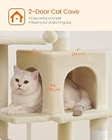 Feandrea Cat Tree Tower 112 cm Multi Level Plush Condo Beige PCT261M01 view 7