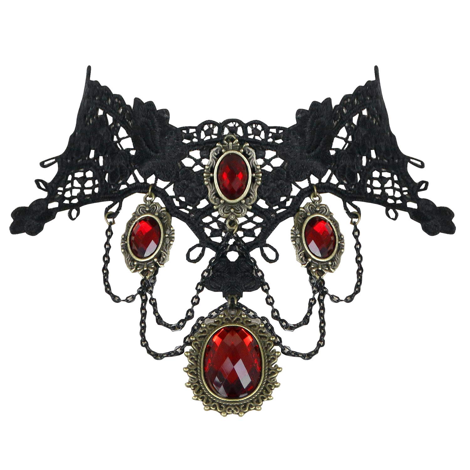 Women's Steampunk Accessories Costume Cosplay Lace Choker Beads Chain Decorative Necklace