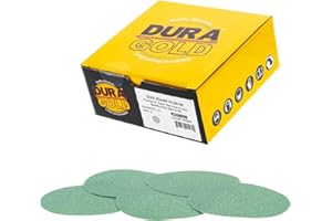 Dura-Gold Premium 5" Green Film Sanding Discs - 80 Grit (Box of 50) - Hook & Loop Backing Sandpaper Discs for DA Sanders, Finishing Coarse Cut Abrasive - Sand Automotive Car Paint, Woodworking Wood
