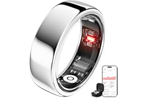 NAUGHTBABY Smring Smart Ring, Fitness Tracking Ring, Heart Rate Monitor Health Tracker for Women/Men, IP68—No Subscription—Sleep Tracker for iPhone and Android, Up to 10 Days of Battery Life (Silver, #7)