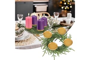 Pickmesh Christmas Norfolk Advent Wreath Decoration Advent Wreath Ring Candle Holder Christmas Decoration Set for Xmas Holiday Church Home Centerpiece, No Candles