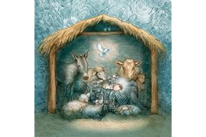 Boston International IHR Winter Holiday Christmas 3-Ply Paper Napkins, 20-Count Cocktail Size, Peace Nativity