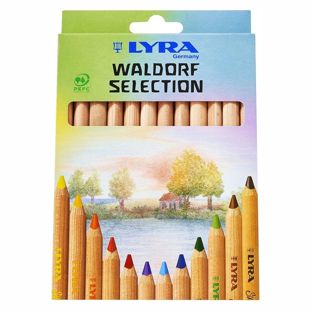 LYRA Super Ferby Chunky Wooden Coloured Pencils, Triangular, 6.3mm Lead, 12 Assorted Colours, For Children and Schools