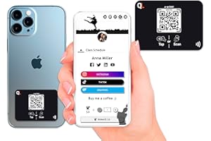 QRLYNK NFC Business Card - Digital Business Card, Bio Link, URL redirect - Tap NFC & QR Code - iPhone & Android - No Subscription (Black)