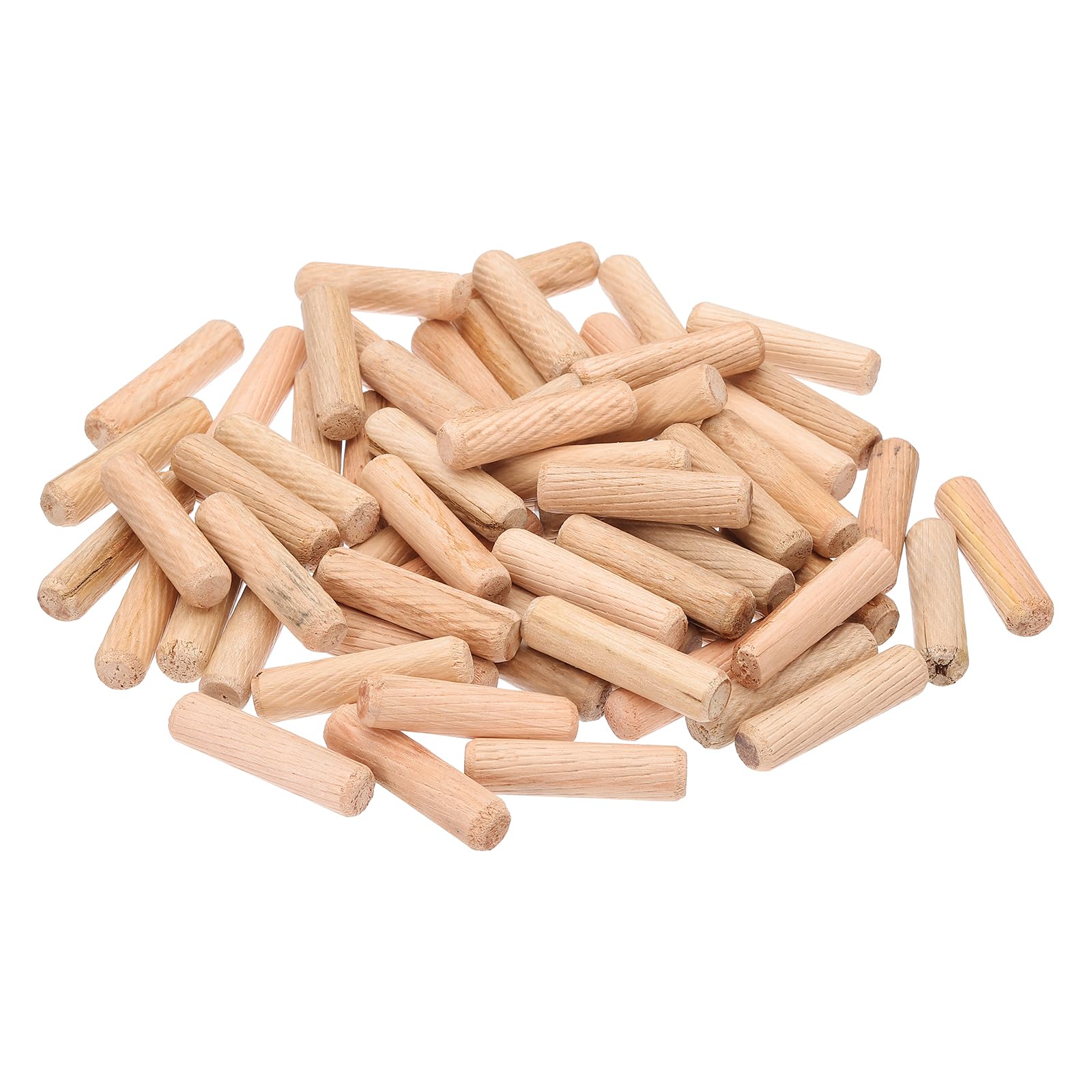 PATIKIL 2/5 Wooden Dowel Pins, 144 Pcs M10x40mm Wood Dowel Pins Hardwood Pegs Fluted Groove Easy Insertion for Crafts Furniture Door Art