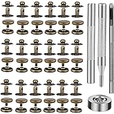 TLKKUE 50 Sets Leather Snap Fasteners Kit 10mm Bronze Metal Snap Buttons kit Stainless Steel with 4pcs Snap Fastener Installa