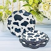 GOGUOGOFA 100Pcs Cow Print Birthday Party Supplies Farm Cow Print Scalloped Paper Plates Set 9"& 7" Scalloped Cow Plates for Cow Themed Birthday Party Decorations
