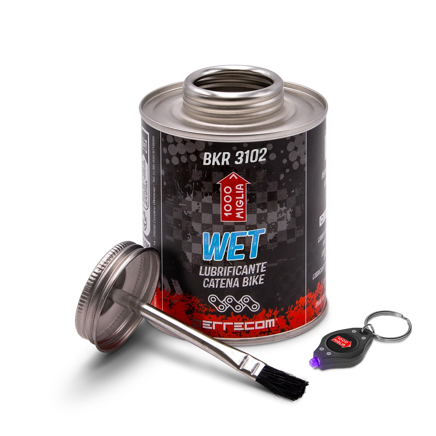 Errecom 1000 Miglia BKR 3102-400 ml Can, Wet Lube Bike Chain, for Wet and Muddy Weather Conditions, Brush included