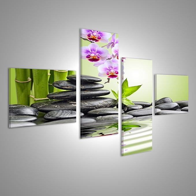 title=Quadro moderno Orchidee Waterstones Zen Bamboo Stampa su tela- Quadro x poltrone