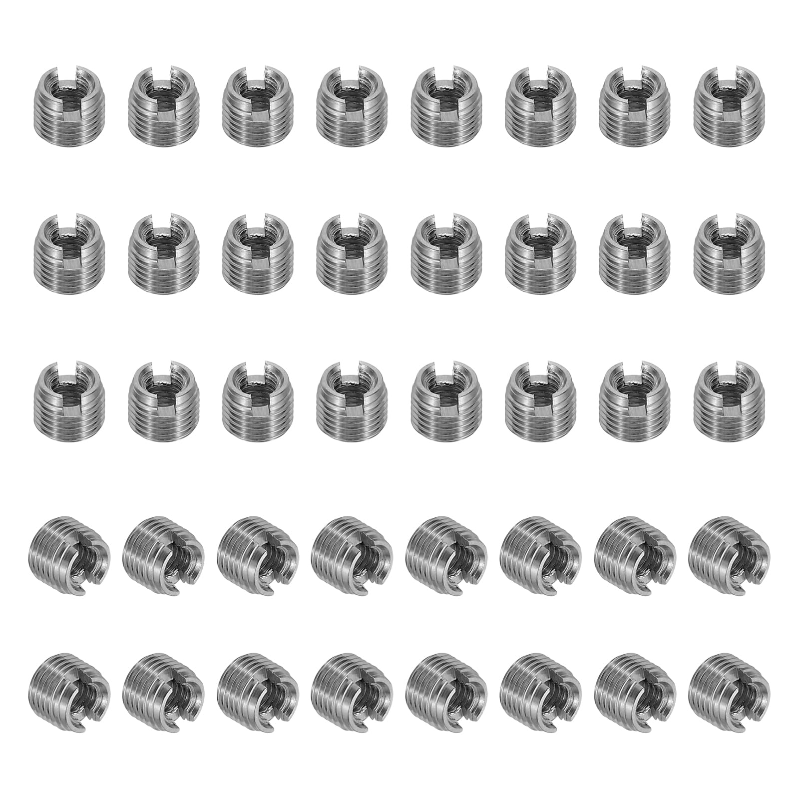 PATIKIL Self-Tapping Threaded Inserts, 40 Pcs M3 x M5 x 4mm 303 Stainless Steel Thread Adapter Reducer Slotted Screw Repair Inserts Nuts Sleeve