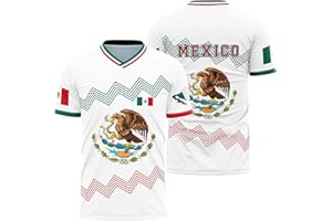 QMTOCEMY Men's Mexico Jersey, Mexican Flag Jerseys Sports Shirt, Mexico Jersey Athletic Top Shirt Exclusive Desin