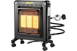 MOZODAWN Outdoor Portable Propane Heater, 5000 to 15000 BTU 3 Setting Propane LPG Radiant Camping Heater for Yards, Patio, Garage, Outdoor Activities