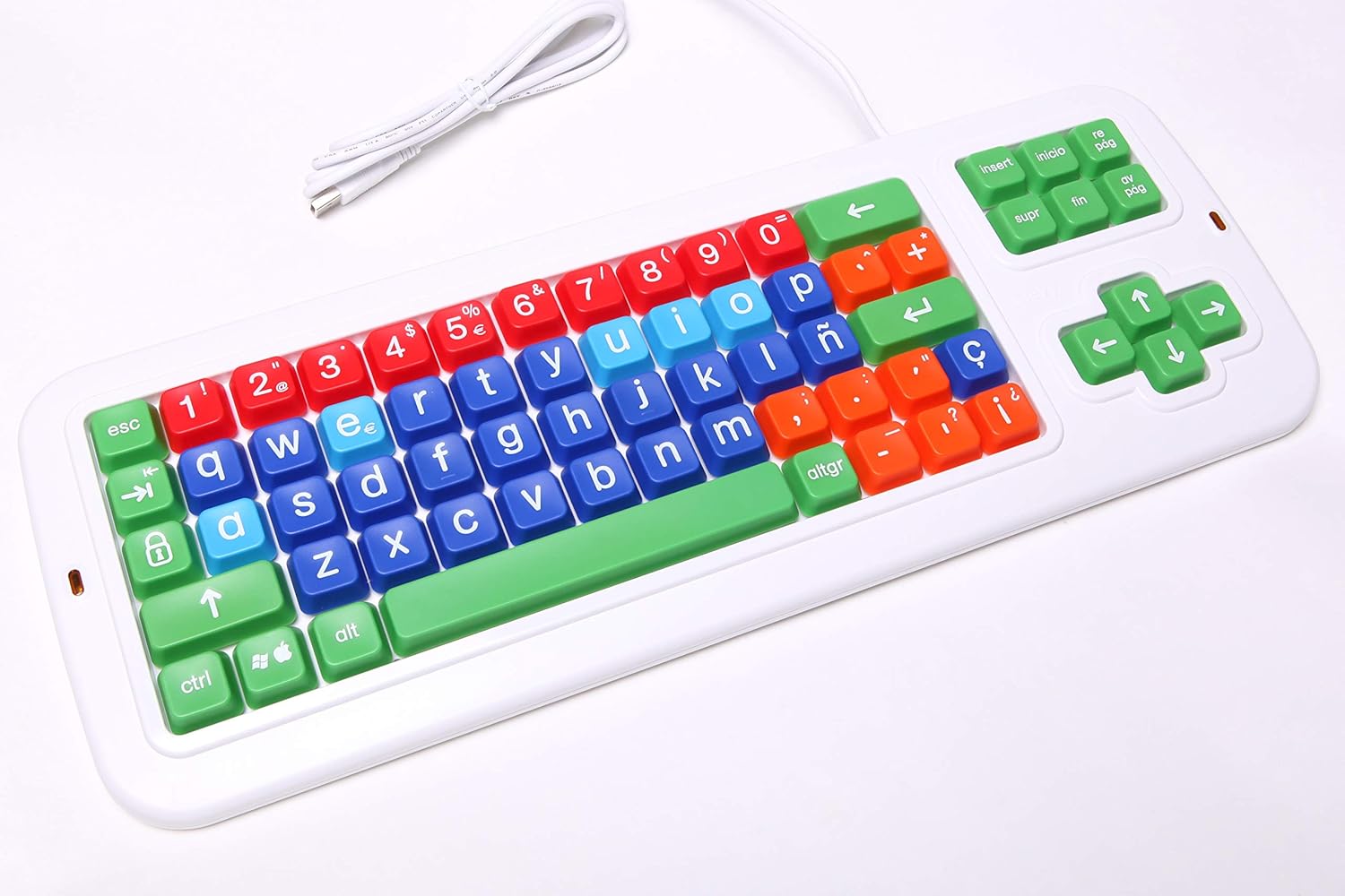 Clevy Color Coded Spanish Computer Keyboard with with Uppercase White Lettering 102689
