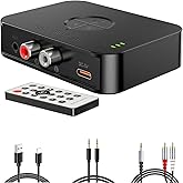 Bluetooth 5.4 Receiver with USB/AUX/RCA Outputs, HiFi Wireless Audio Receiver with Remote, USB Playback & Type-C Power – No Battery, Bluetooth Audio Adapter for Old Stereo and Home Theater System.