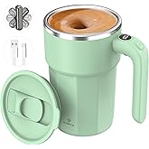 Self Stirring Mug, 12oz Electric Mixing Cup, Cream | Rechargeable, Gift for Coffee Lovers & Office Use(Matcha Green)