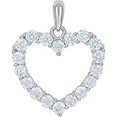 Jewels By Lux Sterling Silver Womens Cubic-Zirconia Heart Love Charm Pendant