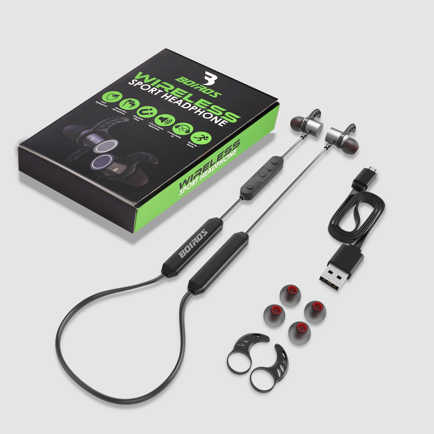 Versión Mejorada Auriculares Bluetooth Impermeable IPX7 Max Mantiene 14 Horas, Magnético Auriculares Deportivos Inalámbricos con Mic tecnología APTX y ruido de cancelación CVC 6.0