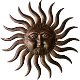 Comfy Hour 25 Inch Large Metal Sun Wall Art, Bronze Outdoor Decor | Metal Sun, Outdoor Wall Art, Bronze Rust Brown Finish, Patio Porch Garden Fence, Farmhouse Rustic Style