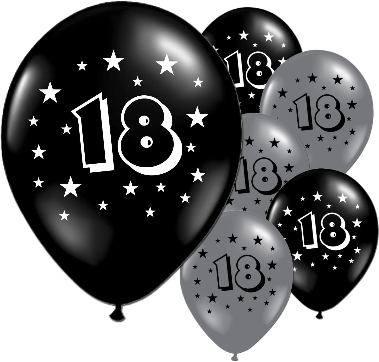 20 Black And Silver 18th Birthday Party Balloons