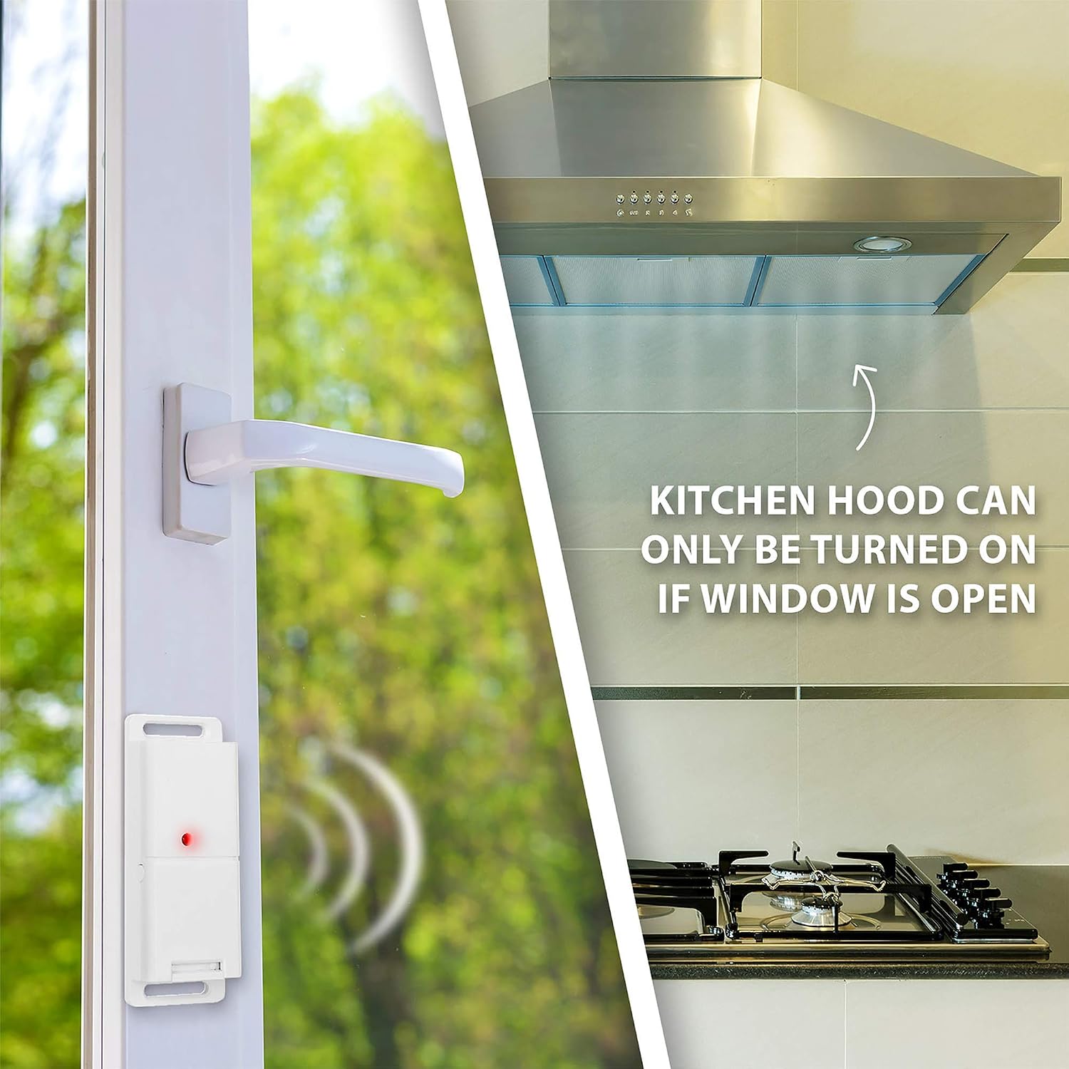 Smartware radio-controlled exhaust control with a magnetic window contact and radio plug sockets for an extractor hood sh5-set-khc - Image 5