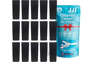 JJI Ceiling Fan Filter - Coconut Carbon Ceiling Fan Air Filter - Ceiling Fan Blades Shape Design - Easily Sticks on Ceiling Fan Blade Top (15 Pack)
