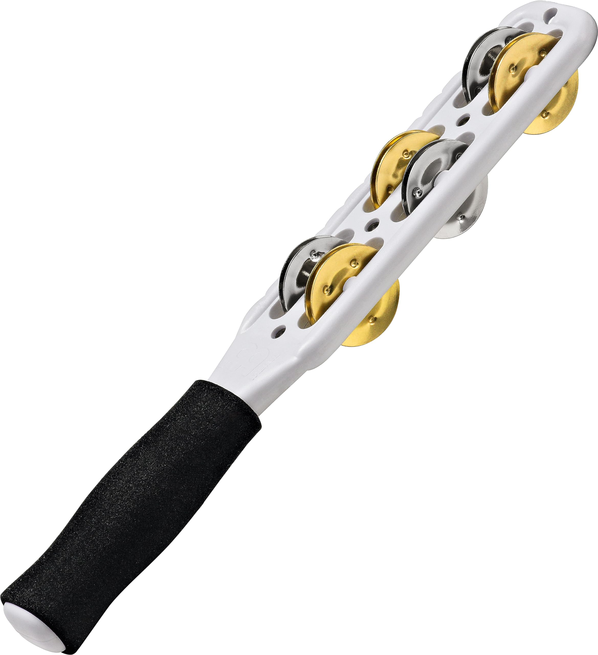 Meinl Percussion Professional Jingle Stick - 2-Row Jingle Stick - ABS Plastic / Steel and Brass, White / Silver and Gold (JG1M-WH)