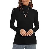 DSPSAM Mock Turtle Neck Long Sleeve Pullover High Neck Undershirt Slim Fit Basic Casual Tee Tops