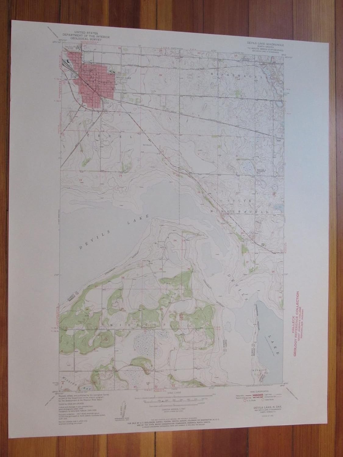 Devils Lake North Dakota 1951 Original Vintage USGS Topo