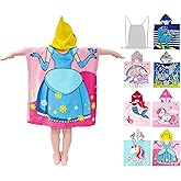 growell Hooded Kids Beach Towels - Toddler Bath Towel Girls Boys Swim Cover-ups for Ages 4 to 10 Kids Pool Towels Quick Dry Lightweight Soft Microfiber Poncho 30x30 (Princess Dress Blue)