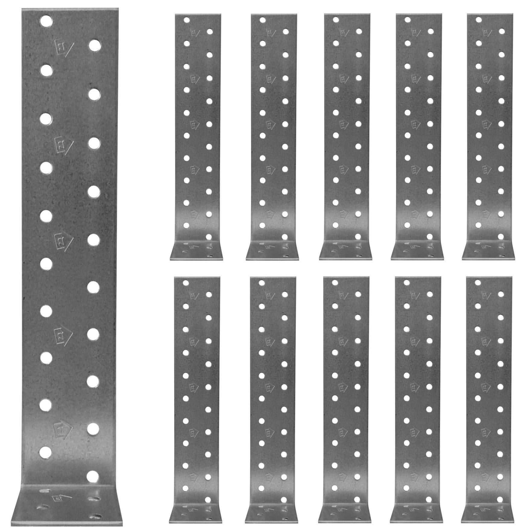 Anchor Bracket Plates, Heavy Duty Wooden Corner, l Angle Brackets Galvanised 1,57" x 7,87" x 1,57" x 0,08" (40 x 200 x 40 x 2mm) Pack of 10pcs