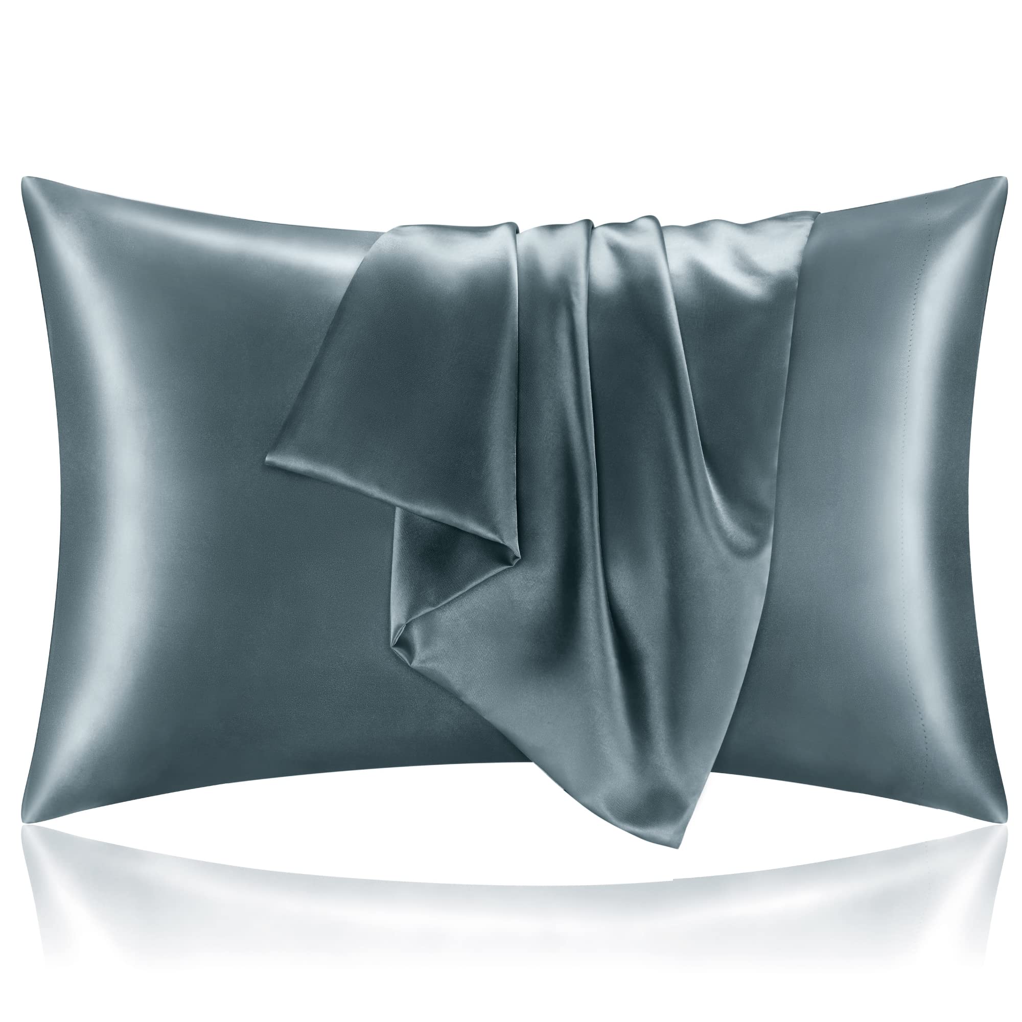 BEDELITE Satin Pillowcases, King Size 20x40 Inch, Space Grey, Set of 4