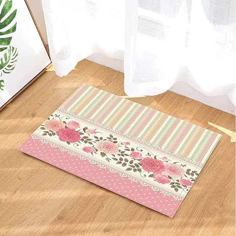 Bohemia - Alfombra de baño con diseño de peonías y Flores, con Encaje