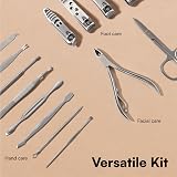 H&S Manicure Set 14 Pc Stainless Steel with Leather Case view 3