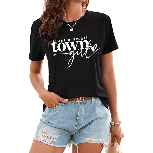 Women's "Just A Small Town Girl" T-Shirt - Southern Country Music Graphic Tee, Casual Loose Fit Top - View #2