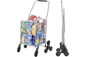 VEVOR Foldable Utility Cart, Rolling Cart with Stair Climbing Wheels & 360° Swivel Wheels, Hand Cart with Telescoping Handle 