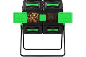 Efurden Compost Bin Outdoor, 45 Gallon Large Compost Tumbler, Fast and Efficient Dual Chamber Tumbling Composter for Garden, Kitchen, and Yard Waste, Easy Assemble and Turning, Green