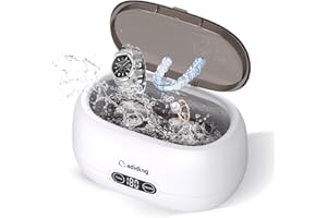 Adiding Jewelry Cleaning Machine, 650mL (23oz) Ring Sonic Cleaner Machine for Glasses, Earring, Denture, Retainer, Watch Straps, Razor -5 Cleaning Modes, Digital Timer, SUS304 Stainless Steel