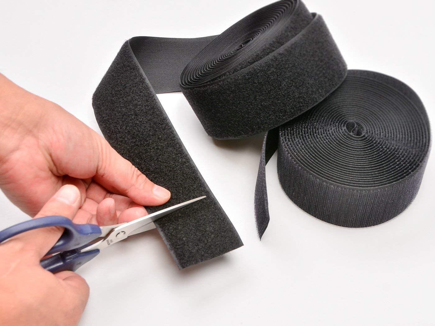 Arlent 50mm(2") Width 5 Meters Sew-On Hook and Loop Fastener Tape Nylon Strips Fabric Non-Adhesive Back (Black) - Image 5