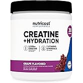 Nutricost Creatine Monohydrate + Hydration Grape Flavored (30 Servings) - 7 Vitamins & Minerals, 5000mg of Creatine Per Serving