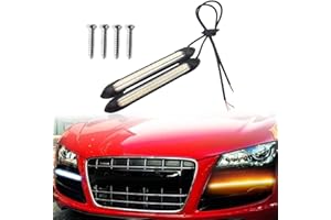 RBOKO 2Pcs LED Car Daytime Running Light Strip, 6.7in Super Bright Waterproof for Auto Car Motorcycle Light, 12V DRL Universal LED Strip White Yellow Turn Signal Streamer Sequential Flowing (17cm)