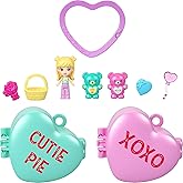 Polly Pocket x Sweethearts, Micro Doll & 2 Playsets with 7 Themed Accessories & Keychain Clip, Travel Toy, Partnership Compac