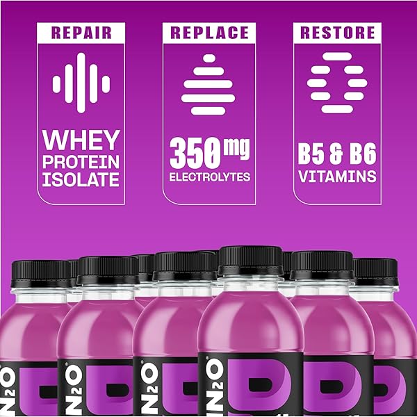 PROTEIN2O HYDRATION DRINK – 2-IN-1 LIQUID CLEAR WHEY PROTEIN ISOLATE AND ELECTROLYTE DRINK – 15G PROTEIN, VITAMINS B5, B6 – POST-WORKOUT RECOVERY – 16.9 FL OZ – 12 COUNT GRAPE