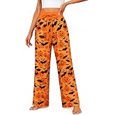 Halloween Pajama Pants Women Pumpkins High Waist Pjs Loose Pant | Womens Halloween Pajamas Pants Cute Magical Pajama Soft Long Bottoms Women Fall Pjs